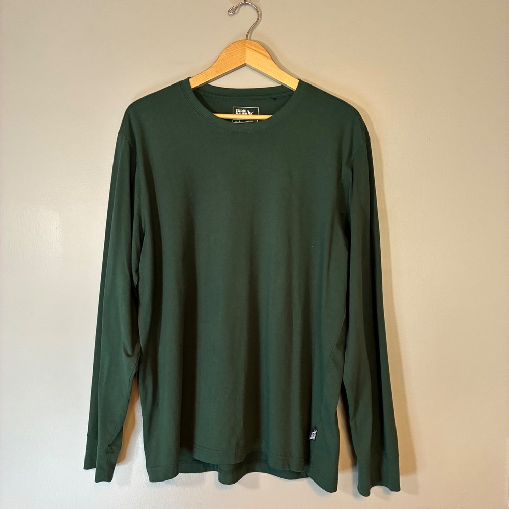 Eddie Bauer Mens Large Hunter Green Long Sleeve Crewneck T-Shirt EB008607